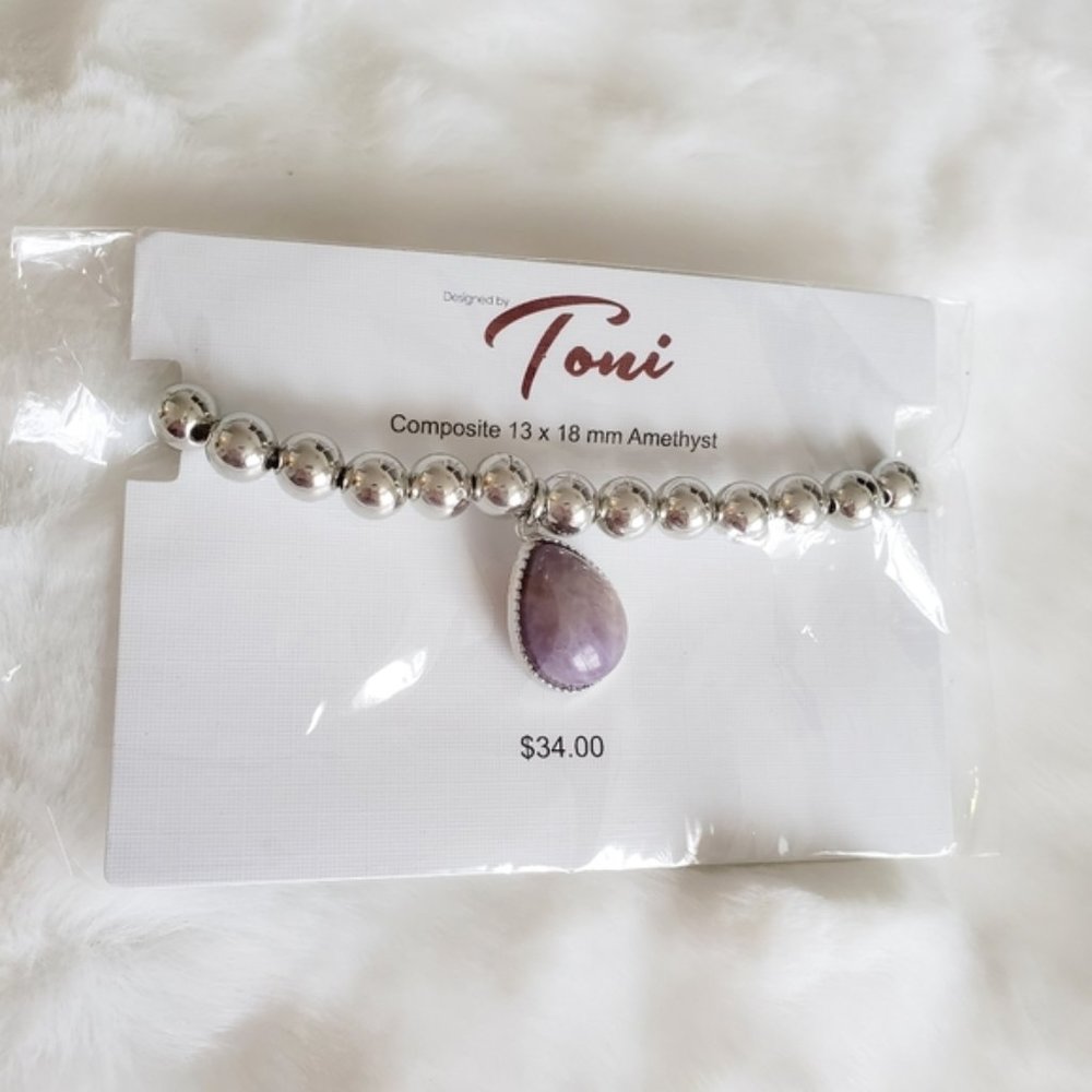 Toni NWT Composite Amethyst Silver Bracelet